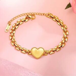 New! 18k gold plated stainless steel unique adjustable waterproof Heart Bracelet